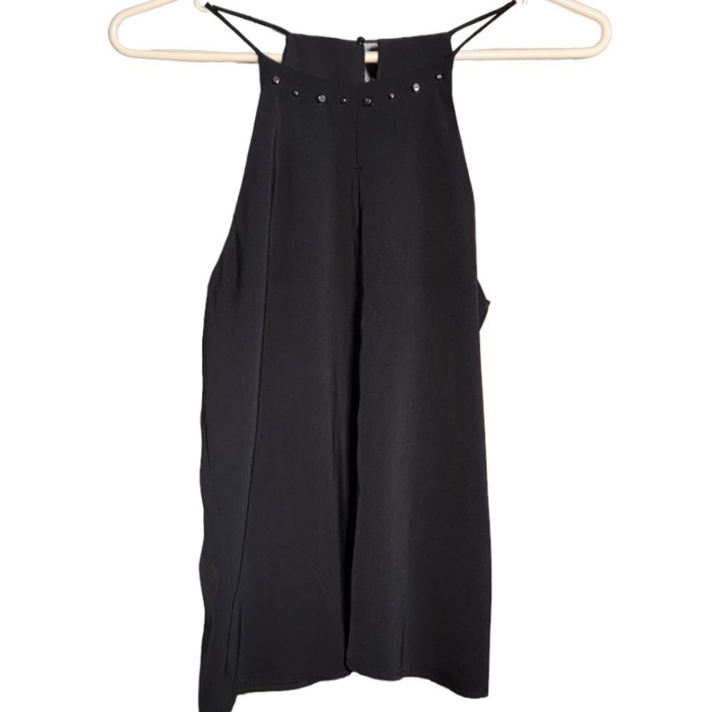 𝅺zara BASIC Solid Black Sleeveless Halter Neck Camisole Basic Tank Size Small